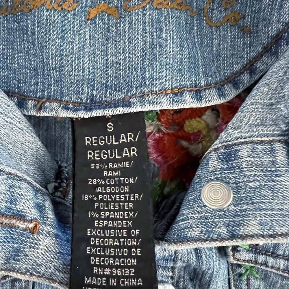 Vintage Y2K Arizona Jean Co Girls Embroidered Jean Jacket Studded Butterfly S